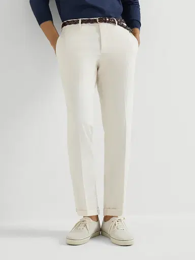 Brunello Cucinelli Men's Garment Dyed Italian Fit Trousers - Off White | Thumbnail 5 Brunello Cucinelli Men's Garment Dyed Italian Fit Trousers - Off White | Thumbnail 5