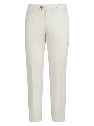 Brunello Cucinelli Men's Garment Dyed Italian Fit Trousers - Off White | Thumbnail 1 Brunello Cucinelli Men's Garment Dyed Italian Fit Trousers - Off White | Thumbnail 1