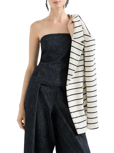 Brunello Cucinelli Women's Cotton Denim Effect Twill Bandeau Top - Denim - Size Small | Thumbnail 5 Brunello Cucinelli Women's Cotton Denim Effect Twill Bandeau Top - Denim - Size Small | Thumbnail 5
