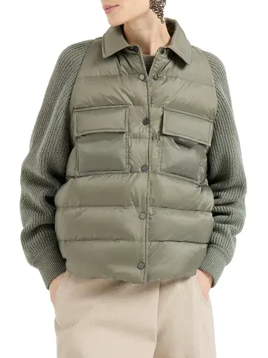 Brunello Cucinelli Women's Water Resistant Matte Nylon Down Jacket - Green | Thumbnail 2 Brunello Cucinelli Women's Water Resistant Matte Nylon Down Jacket - Green | Thumbnail 2