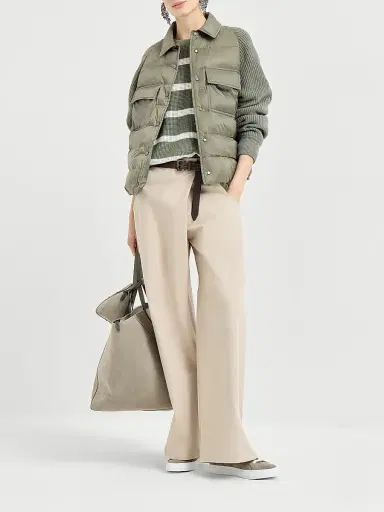 Brunello Cucinelli Women's Water Resistant Matte Nylon Down Jacket - Green | Thumbnail 6 Brunello Cucinelli Women's Water Resistant Matte Nylon Down Jacket - Green | Thumbnail 6