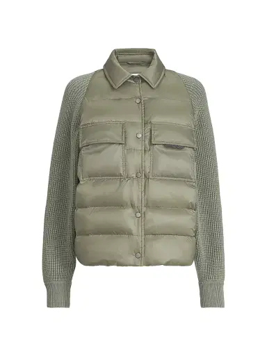 Brunello Cucinelli Women's Water Resistant Matte Nylon Down Jacket - Green | Thumbnail 1 Brunello Cucinelli Women's Water Resistant Matte Nylon Down Jacket - Green | Thumbnail 1