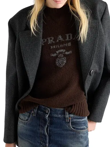 Prada Women's Cashmere and Wool Crew-Neck Sweater - Dark Brown - Size 8 | Thumbnail 4 Prada Women's Cashmere and Wool Crew-Neck Sweater - Dark Brown - Size 8 | Thumbnail 4