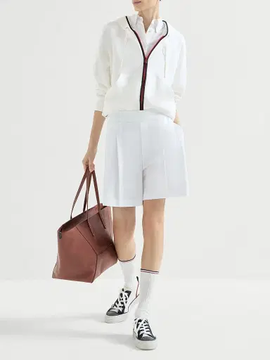 Brunello Cucinelli Women's Stretch Cotton Piqué Short Sleeve Shirt | Thumbnail 6 Brunello Cucinelli Women's Stretch Cotton Piqué Short Sleeve Shirt | Thumbnail 6