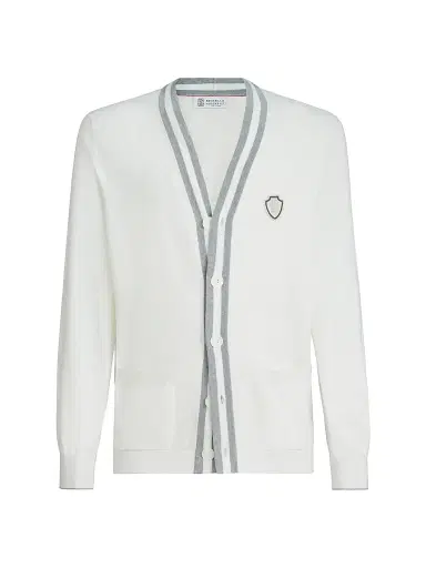 Brunello Cucinelli Men's Cotton Cardigan with Logo | Thumbnail 1 Brunello Cucinelli Men's Cotton Cardigan with Logo | Thumbnail 1