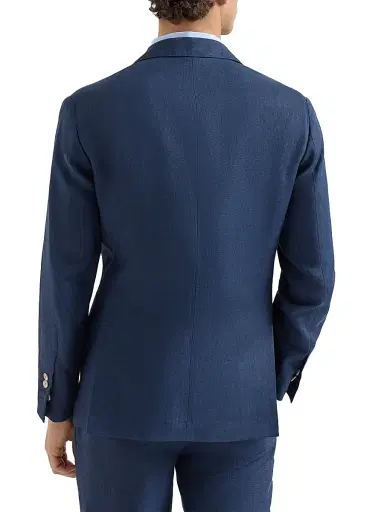 Brunello Cucinelli Men's Délavé Linen Deconstructed Cavallo Blazer - Navy Blue | Thumbnail 3 Brunello Cucinelli Men's Délavé Linen Deconstructed Cavallo Blazer - Navy Blue | Thumbnail 3