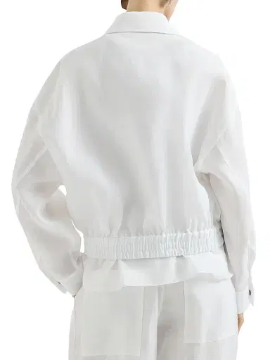 Brunello Cucinelli Women's Cotton Outerwear Jacket with Shiny Zipper Pull | Thumbnail 3 Brunello Cucinelli Women's Cotton Outerwear Jacket with Shiny Zipper Pull | Thumbnail 3