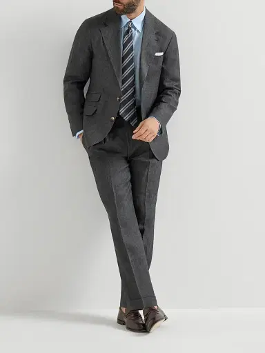 Brunello Cucinelli Men's Délavé Linen Trousers with Pleats - Anthracite | Thumbnail 6 Brunello Cucinelli Men's Délavé Linen Trousers with Pleats - Anthracite | Thumbnail 6