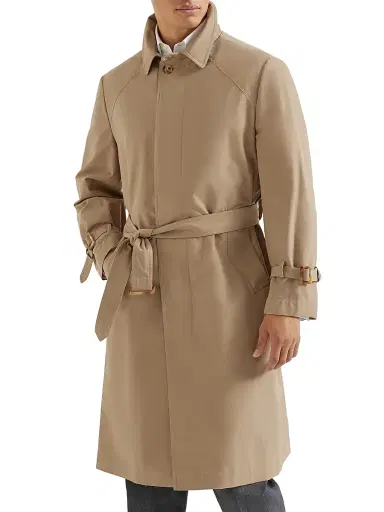 Brunello Cucinelli Men's Water Resistant Techno Cotton Gabardine Outerwear Coat | Thumbnail 2 Brunello Cucinelli Men's Water Resistant Techno Cotton Gabardine Outerwear Coat | Thumbnail 2