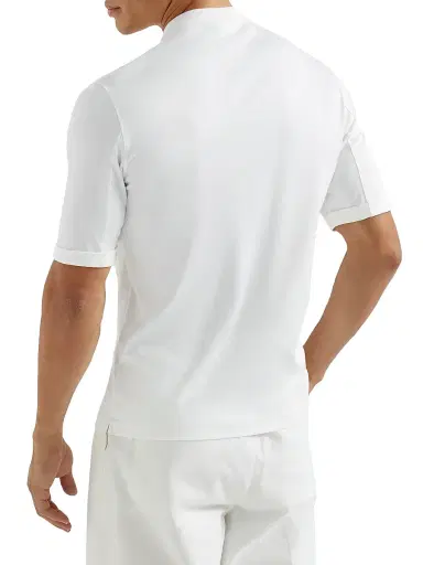 Brunello Cucinelli Men's Cotton Jersey Mock-Neck T-Shirt - Off White | Thumbnail 3 Brunello Cucinelli Men's Cotton Jersey Mock-Neck T-Shirt - Off White | Thumbnail 3