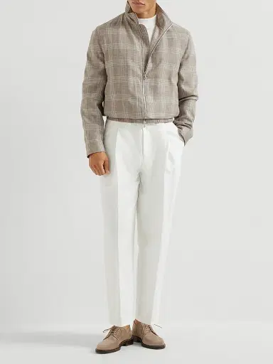 Brunello Cucinelli Men's Cotton Jersey Mock-Neck T-Shirt - Off White | Thumbnail 6 Brunello Cucinelli Men's Cotton Jersey Mock-Neck T-Shirt - Off White | Thumbnail 6