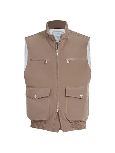 Brunello Cucinelli Men's Bonded Nylon Vest with Thermore Padding | Thumbnail 1 Brunello Cucinelli Men's Bonded Nylon Vest with Thermore Padding | Thumbnail 1