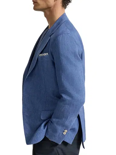 Brunello Cucinelli Men's Délavé Linen Deconstructed Blazer - Denim | Thumbnail 3 Brunello Cucinelli Men's Délavé Linen Deconstructed Blazer - Denim | Thumbnail 3