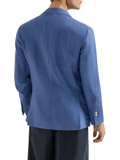 Brunello Cucinelli Men's Délavé Linen Deconstructed Blazer - Denim | Thumbnail 4 Brunello Cucinelli Men's Délavé Linen Deconstructed Blazer - Denim | Thumbnail 4