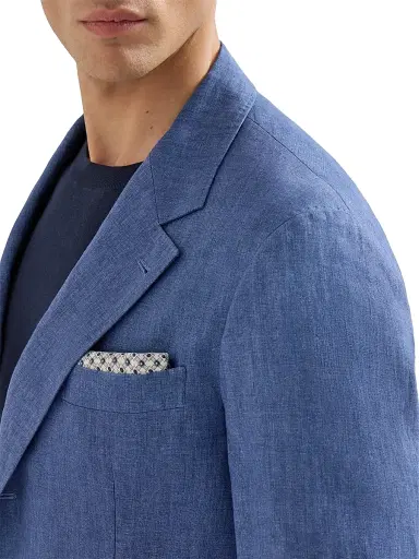 Brunello Cucinelli Men's Délavé Linen Deconstructed Blazer - Denim | Thumbnail 5 Brunello Cucinelli Men's Délavé Linen Deconstructed Blazer - Denim | Thumbnail 5