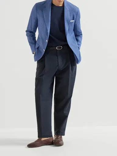 Brunello Cucinelli Men's Délavé Linen Deconstructed Blazer - Denim | Thumbnail 6 Brunello Cucinelli Men's Délavé Linen Deconstructed Blazer - Denim | Thumbnail 6