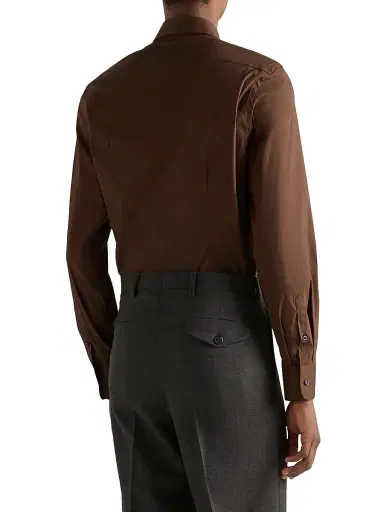 Prada Men's Stretch Cotton Shirt - Brown - Size 16.5 | Thumbnail 4 Prada Men's Stretch Cotton Shirt - Brown - Size 16.5 | Thumbnail 4
