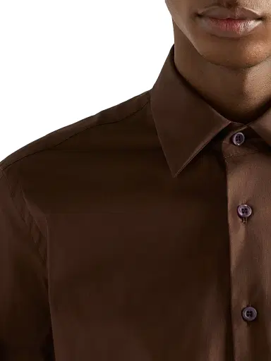 Prada Men's Stretch Cotton Shirt - Brown - Size 16.5 | Thumbnail 5 Prada Men's Stretch Cotton Shirt - Brown - Size 16.5 | Thumbnail 5