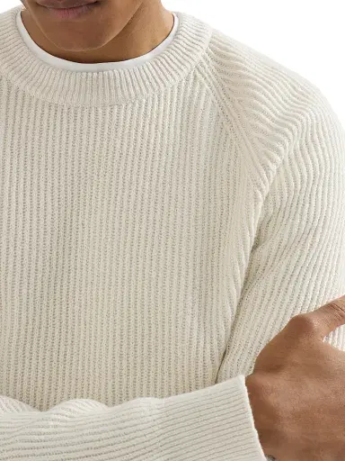 Brunello Cucinelli Men's Malfilé Cotton English Rib Sweater with Raglan Sleeves | Thumbnail 5 Brunello Cucinelli Men's Malfilé Cotton English Rib Sweater with Raglan Sleeves | Thumbnail 5