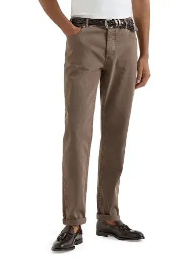 Brunello Cucinelli Men's Lightweight Denim Traditional Fit Five Pocket Jeans | Thumbnail 2 Brunello Cucinelli Men's Lightweight Denim Traditional Fit Five Pocket Jeans | Thumbnail 2