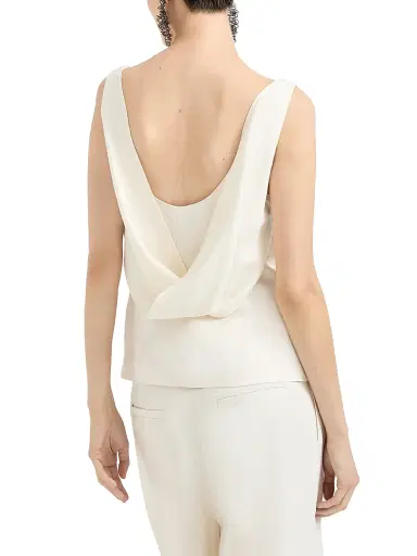 Brunello Cucinelli Women's Viscose and Linen Fluid Twill Top - Ivory - Size Large | Thumbnail 3 Brunello Cucinelli Women's Viscose and Linen Fluid Twill Top - Ivory - Size Large | Thumbnail 3