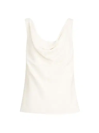 Brunello Cucinelli Women's Viscose and Linen Fluid Twill Top - Ivory - Size Large | Thumbnail 1 Brunello Cucinelli Women's Viscose and Linen Fluid Twill Top - Ivory - Size Large | Thumbnail 1