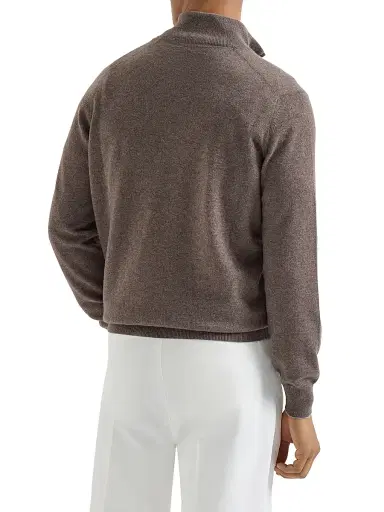 Brunello Cucinelli Men's Cashmere Sweater with Half Zip | Thumbnail 3 Brunello Cucinelli Men's Cashmere Sweater with Half Zip | Thumbnail 3