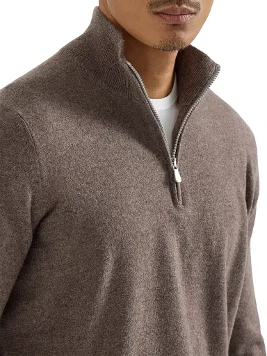 Brunello Cucinelli Men's Cashmere Sweater with Half Zip | Thumbnail 4 Brunello Cucinelli Men's Cashmere Sweater with Half Zip | Thumbnail 4