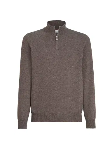 Brunello Cucinelli Men's Cashmere Sweater with Half Zip | Thumbnail 1 Brunello Cucinelli Men's Cashmere Sweater with Half Zip | Thumbnail 1