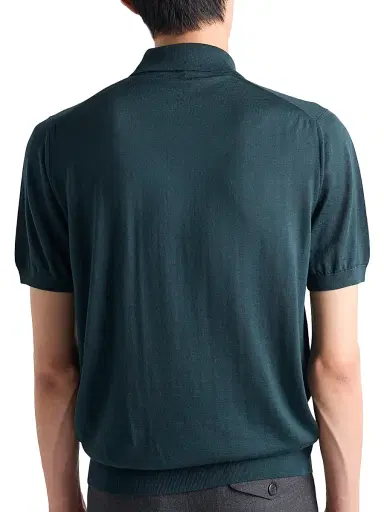Prada Men's Superfine Wool Polo Shirt - Green | Thumbnail 3 Prada Men's Superfine Wool Polo Shirt - Green | Thumbnail 3