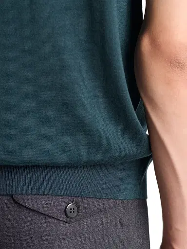Prada Men's Superfine Wool Polo Shirt - Green | Thumbnail 4 Prada Men's Superfine Wool Polo Shirt - Green | Thumbnail 4