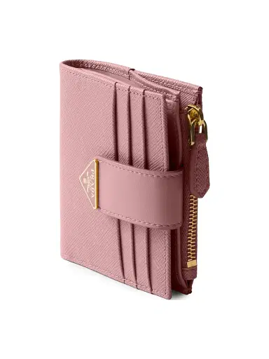 Prada Women's Small Saffiano and Smooth Leather Wallet - Baby Pink | Thumbnail 4 Prada Women's Small Saffiano and Smooth Leather Wallet - Baby Pink | Thumbnail 4