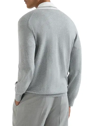 Brunello Cucinelli Men's Cotton Cardigan with Logo | Thumbnail 3 Brunello Cucinelli Men's Cotton Cardigan with Logo | Thumbnail 3