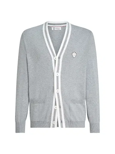 Brunello Cucinelli Men's Cotton Cardigan with Logo | Thumbnail 1 Brunello Cucinelli Men's Cotton Cardigan with Logo | Thumbnail 1