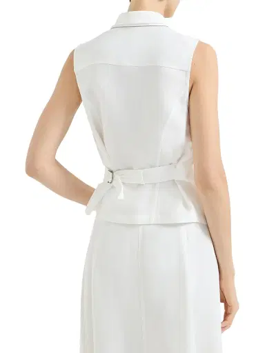 Brunello Cucinelli Women's Viscose and Linen Fluid Twill Vest with Monili - White - Size XL | Thumbnail 3 Brunello Cucinelli Women's Viscose and Linen Fluid Twill Vest with Monili - White - Size XL | Thumbnail 3