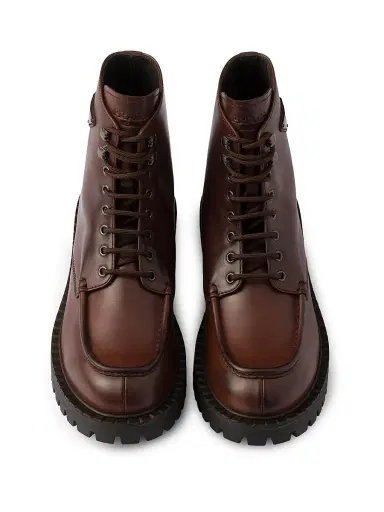 Prada Men's Laced Leather Booties - Brown | Thumbnail 2 Prada Men's Laced Leather Booties - Brown | Thumbnail 2