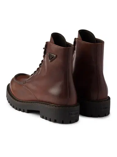 Prada Men's Laced Leather Booties - Brown | Thumbnail 3 Prada Men's Laced Leather Booties - Brown | Thumbnail 3