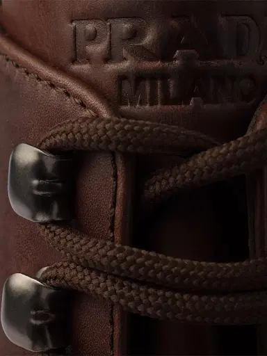 Prada Men's Laced Leather Booties - Brown | Thumbnail 4 Prada Men's Laced Leather Booties - Brown | Thumbnail 4