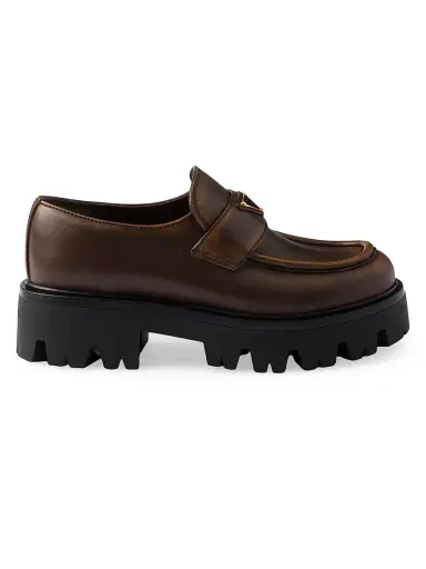 Prada Women's Leather Loafers - Brown | Thumbnail 1 Prada Women's Leather Loafers - Brown | Thumbnail 1