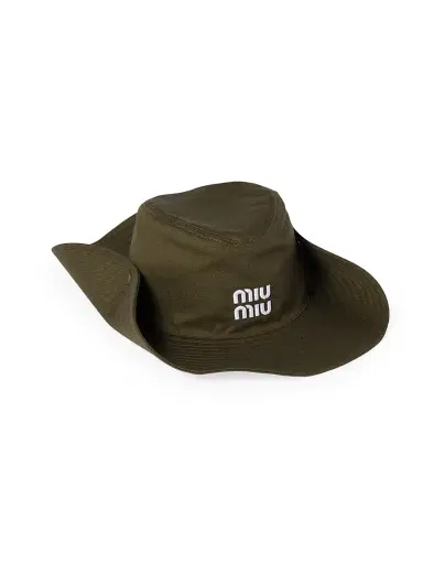 Miu Miu Women's Drill Cowboy Hat - Green - Size Small | Thumbnail 1 Miu Miu Women's Drill Cowboy Hat - Green - Size Small | Thumbnail 1