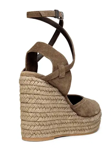 Brunello Cucinelli Women's 80MM Suede Ankle Wrap Espadrilles | Thumbnail 3 Brunello Cucinelli Women's 80MM Suede Ankle Wrap Espadrilles | Thumbnail 3