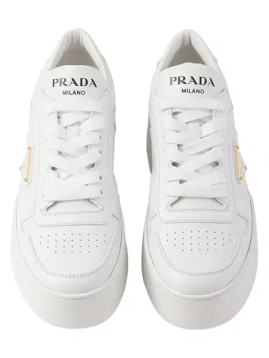Prada Women's Downtown Bold Leather Sneakers - White - Size 10 | Thumbnail 2 Prada Women's Downtown Bold Leather Sneakers - White - Size 10 | Thumbnail 2