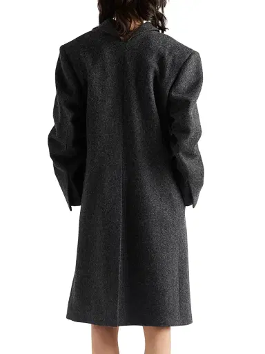 Prada Women's Shetland Wool Coat with Jewel Buttons - Grey | Thumbnail 3 Prada Women's Shetland Wool Coat with Jewel Buttons - Grey | Thumbnail 3