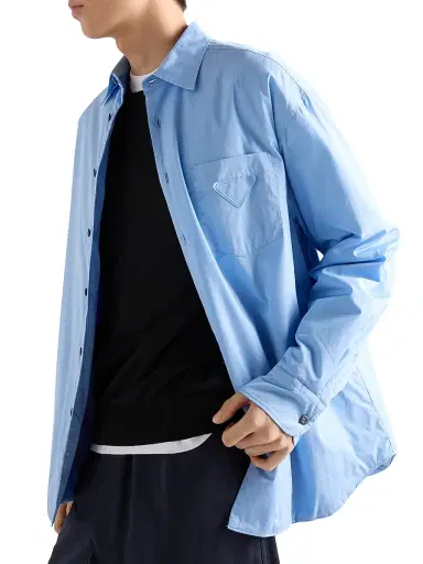 Prada Men's Cotton Shirt - Sky Blue | Thumbnail 3 Prada Men's Cotton Shirt - Sky Blue | Thumbnail 3