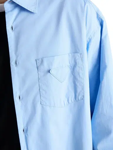 Prada Men's Cotton Shirt - Sky Blue | Thumbnail 5 Prada Men's Cotton Shirt - Sky Blue | Thumbnail 5
