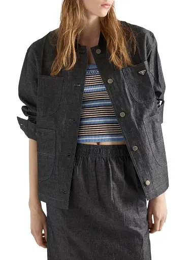 Prada Women's Chambray Jacket - Blue | Thumbnail 2 Prada Women's Chambray Jacket - Blue | Thumbnail 2