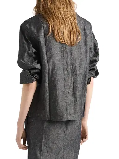Prada Women's Chambray Jacket - Blue | Thumbnail 3 Prada Women's Chambray Jacket - Blue | Thumbnail 3