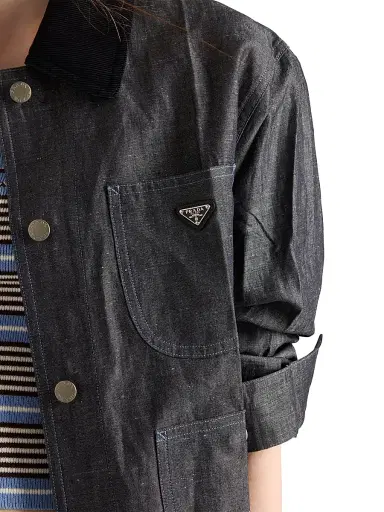 Prada Women's Chambray Jacket - Blue | Thumbnail 4 Prada Women's Chambray Jacket - Blue | Thumbnail 4