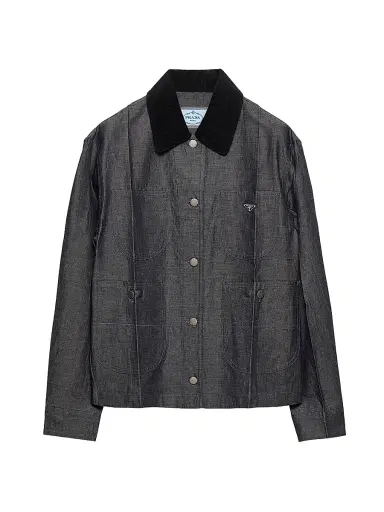 Prada Women's Chambray Jacket - Blue | Thumbnail 1 Prada Women's Chambray Jacket - Blue | Thumbnail 1