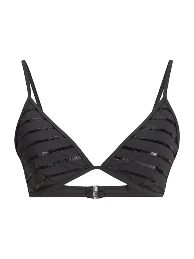 Women's Dazzling Stripes Bikini Top in Techno Jersey with Monili Women's Dazzling Stripes Bikini Top in Techno Jersey with Monili